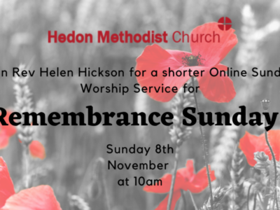 Remembrance Sunday Message – 8th November 2020